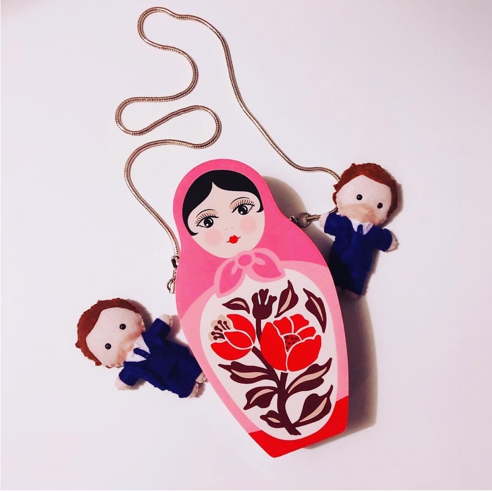 Super rare Kate spade Ohh La La Doll face Matryoshka Doll novelty purse